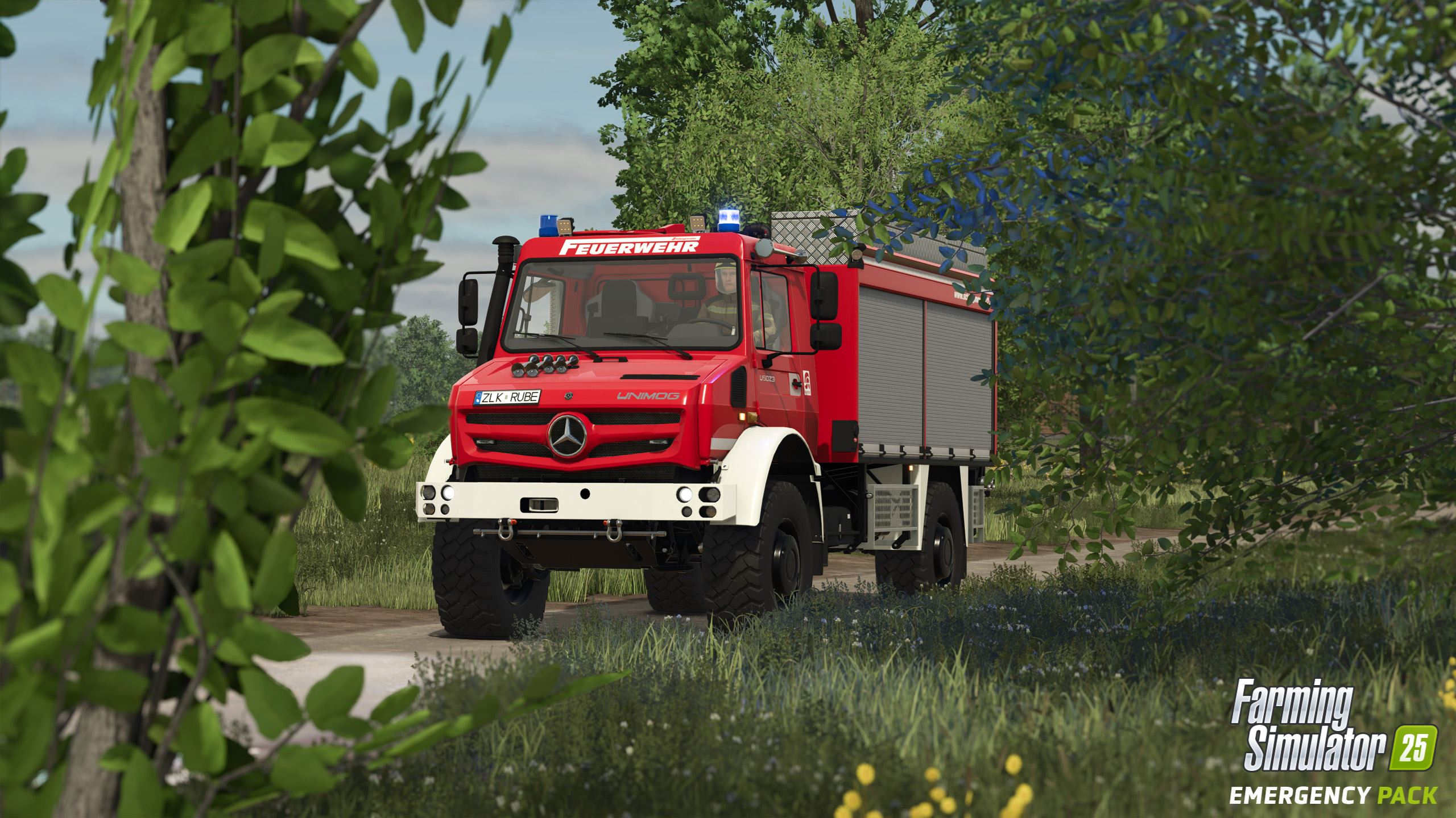 Farming Simulator 25 dostal bezplatn� Emergency Pack, farm�ri vyr�aj� hasi� po�iare aj zachra�ova� ma�ky